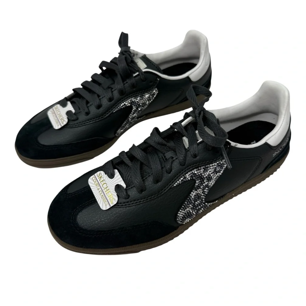 Skechers Women’s Size 7 Hotshot Sneakers Shimmery Rhinestones Black New